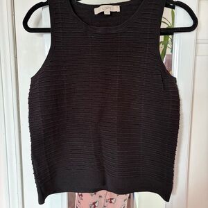 LOFT Black Ribbed Tank Top